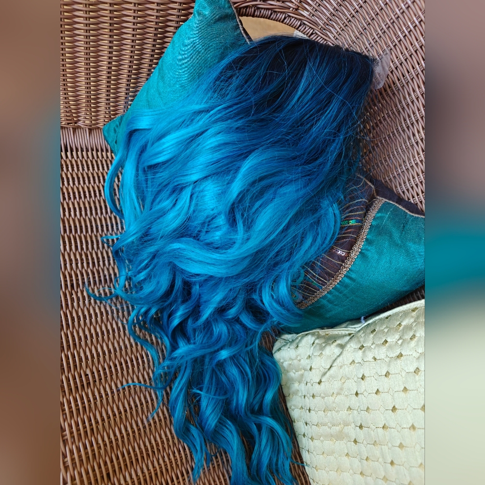 Black With Blue Ombre Wig